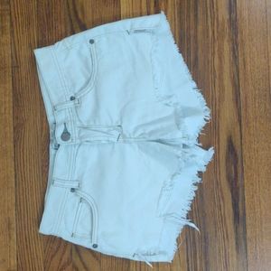 Free People Distressed White Denim Shorts
